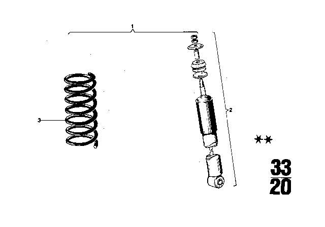 1973 BMW 3.0CS Shock Absorber / Coil Spring / Attaching Parts Diagram 2