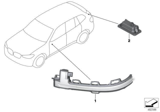 2020 BMW X3 M Side Repeater / Lights Outer Diagram