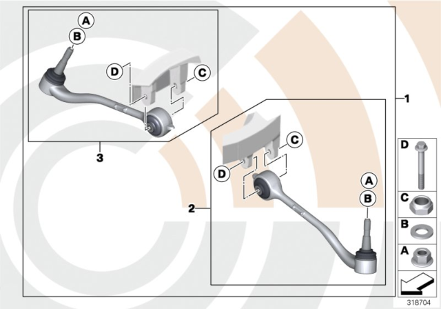2001 BMW 530i Service Kit Control Arm / Value Line Diagram