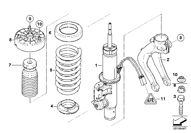 2011 BMW X6 Mounting Parts For Front Spring Strut Diagram