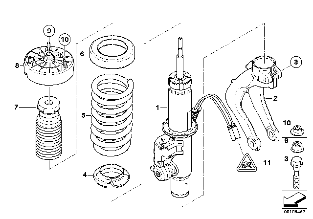 2010 BMW X6 M Front Right Suspension Strut Diagram for 37116788762