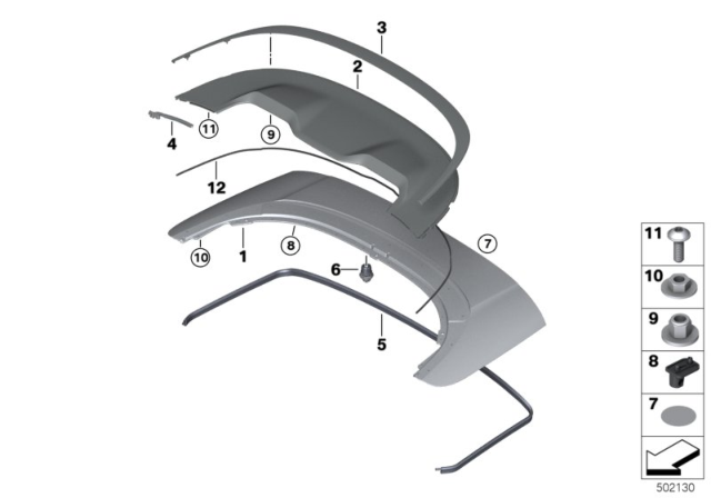 2019 BMW M850i xDrive Folding Top Compartment Diagram