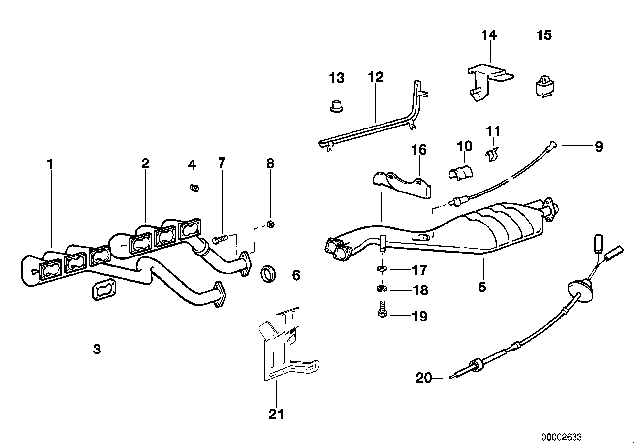 1988 BMW M5 Exhaust Manifold With Catalyst Diagram for 11621308367