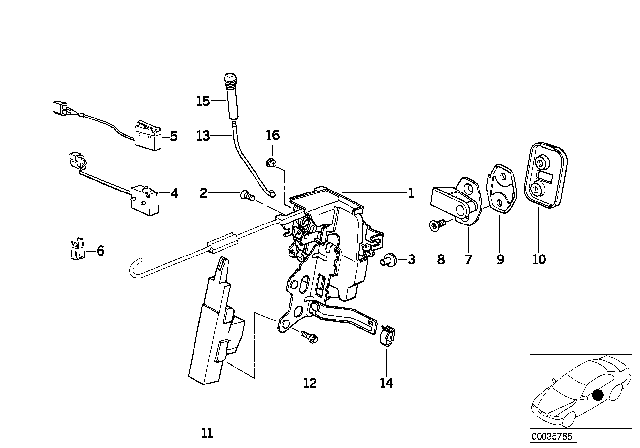 1994 BMW 850Ci Latch Striker Diagram for 51218118629