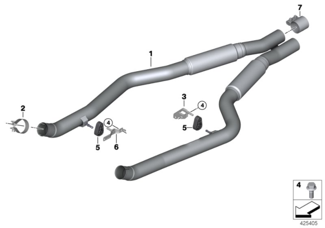 2016 BMW X5 M Centre Silencer With Tubes Diagram for 18307851561