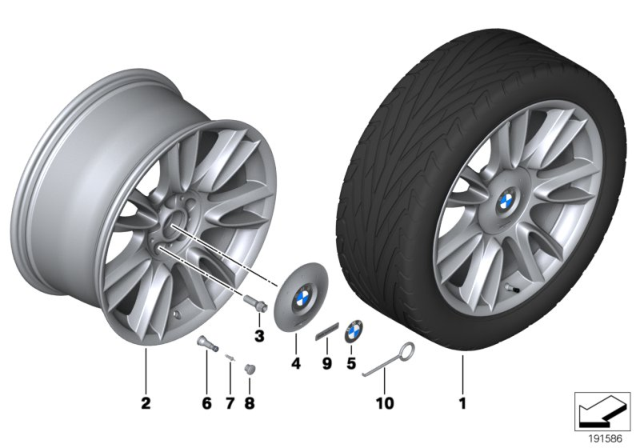 2009 BMW 750i BMW LA Wheel, Individual, V-Spoke Diagram 1