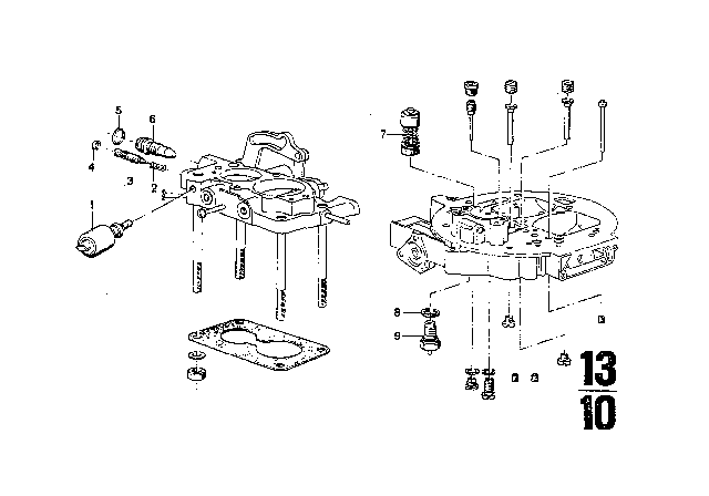 1971 BMW 3.0CS Carburetor - Nozzles / Gasket Set Carburetor Diagram 1