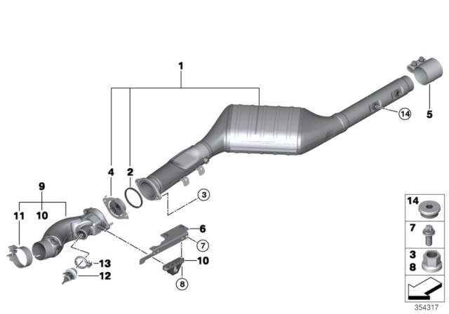 2014 BMW X5 Catalytic Converter / Front Silencer Diagram