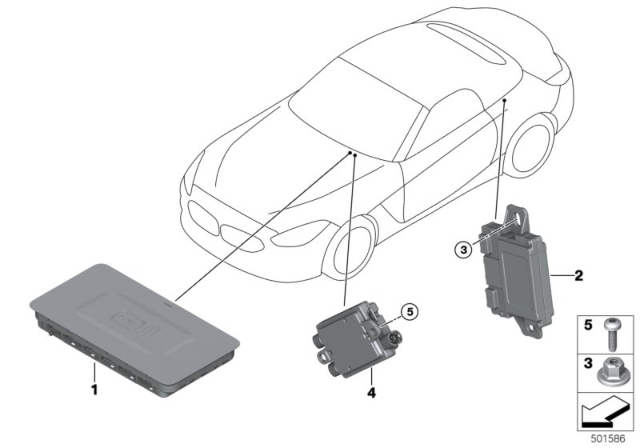 2019 BMW Z4 Separate Component Telephony Wireless Charging Diagram