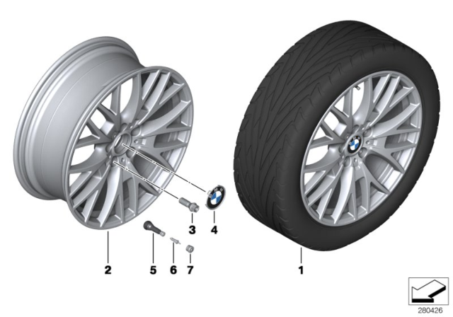 2016 BMW 428i xDrive BMW LA Wheel, Cross-Spoke Diagram 1