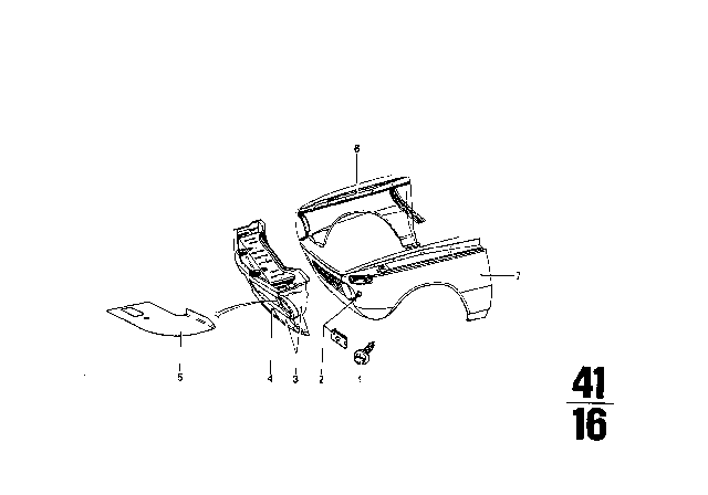 1968 BMW 2002 Side Panel, Front Diagram