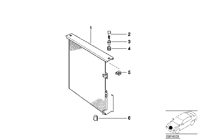 1994 BMW 320i Sedan(E36) Air Conditioning Condenser And Mounting Parts Diagram