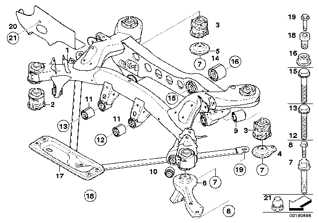 2012 BMW 128i Rear Axle Carrier Diagram