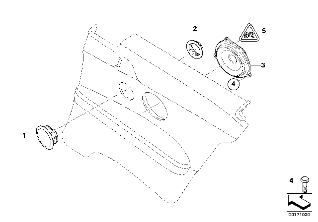 2011 BMW 328i Single Parts, Speaker Diagram