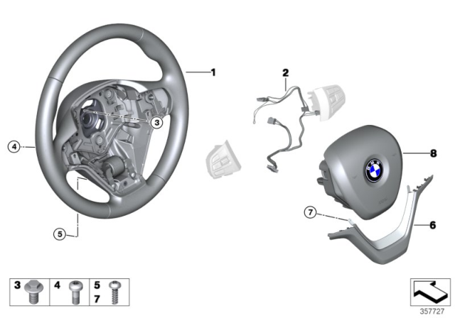 2017 BMW X5 Sports Steering Wheel Leather Diagram for 32306877856