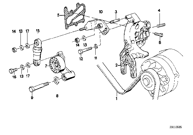 1991 BMW 750iL Belt Drive For Alternator / Vane Pump Diagram