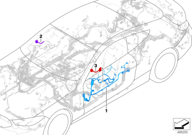 2020 BMW 840i DRIVER'S SIDE DOOR CABLE HAR Diagram for 61118736522