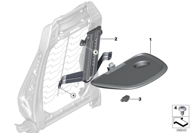 2020 BMW X1 Seat, Front, Folding Table Diagram