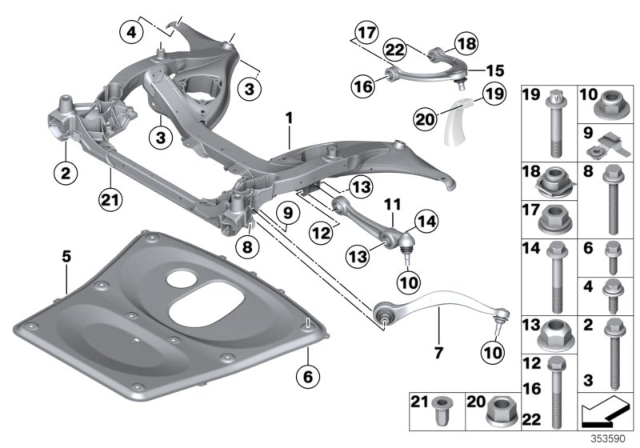 2014 BMW M5 Front Axle Support, Wishbone / Tension Strut Diagram