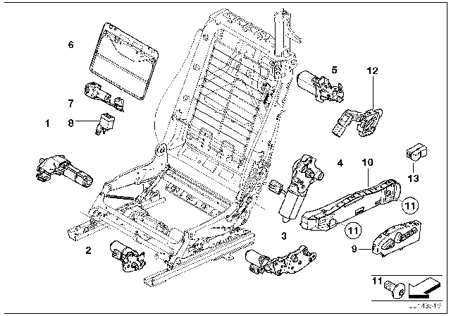 2006 BMW M6 Drive, Seat Height Adjustment Right Diagram for 67667011744