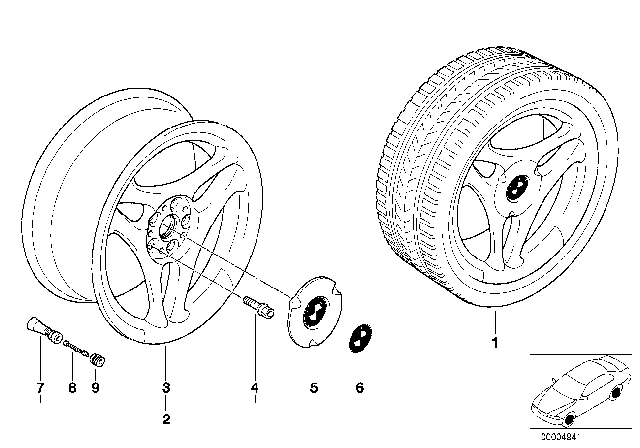 2003 BMW 540i 3-Spoke Styling Diagram