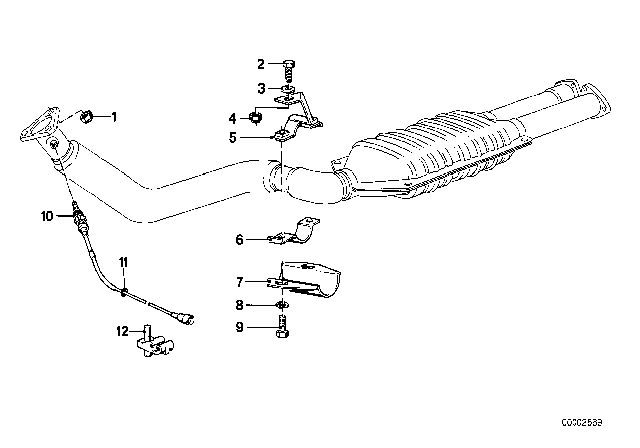 1983 BMW 633CSi Lambda Probe Fixings Diagram