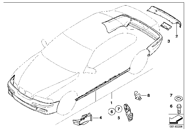 2000 BMW 323Ci Retrofit Kit M Aerodynamic Package Diagram