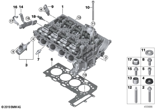 2017 BMW 530i Cylinder Head / Mounting Parts Diagram