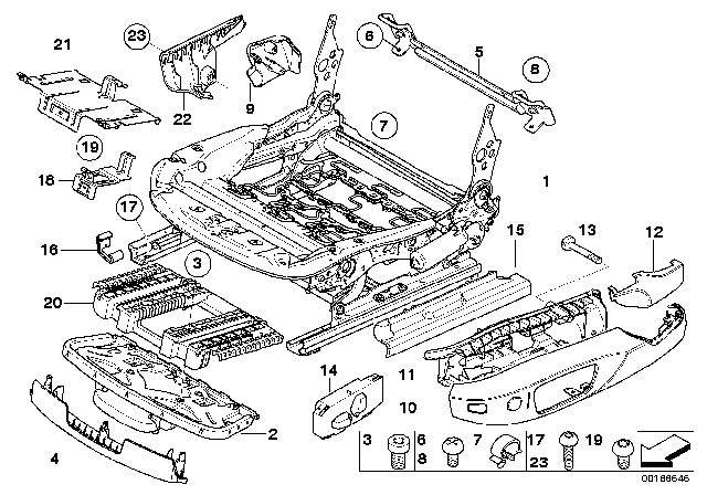 2008 BMW M3 Front Seat Rail Diagram