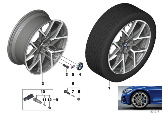 2020 BMW M340i BMW Light-Alloy Wheel, V-Spoke Diagram