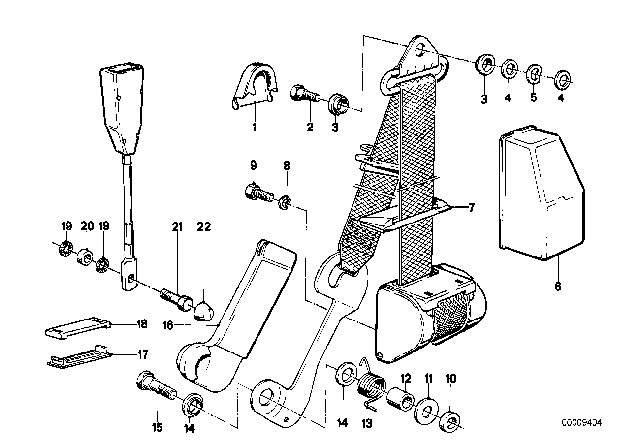 1979 BMW 320i Front Safety Belt Mounting Parts Diagram 1