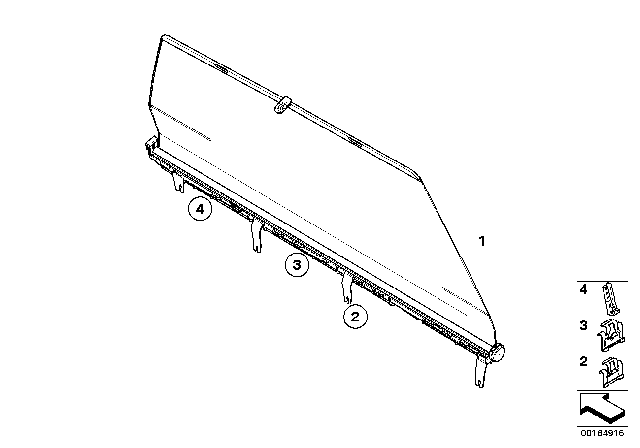 2012 BMW X5 Roller Sun Visor, Rear Door Diagram