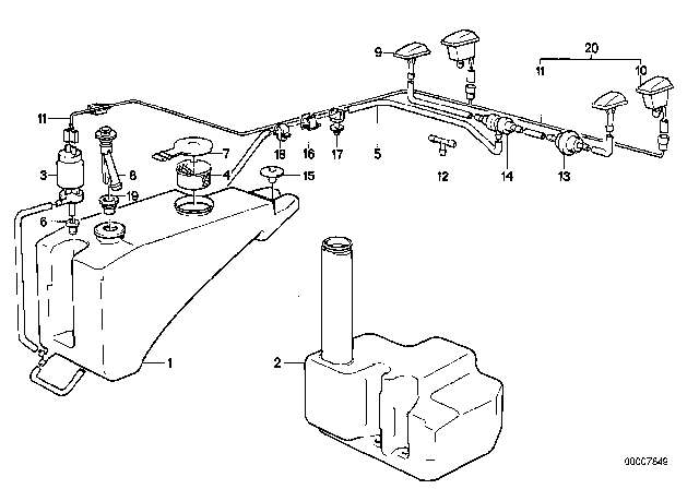 1985 BMW 524td Single Parts For Windshield Cleaning Diagram