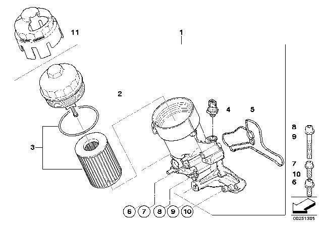 2009 BMW M3 Oil Filter With Oil Cooler Connection Diagram for 11427841587