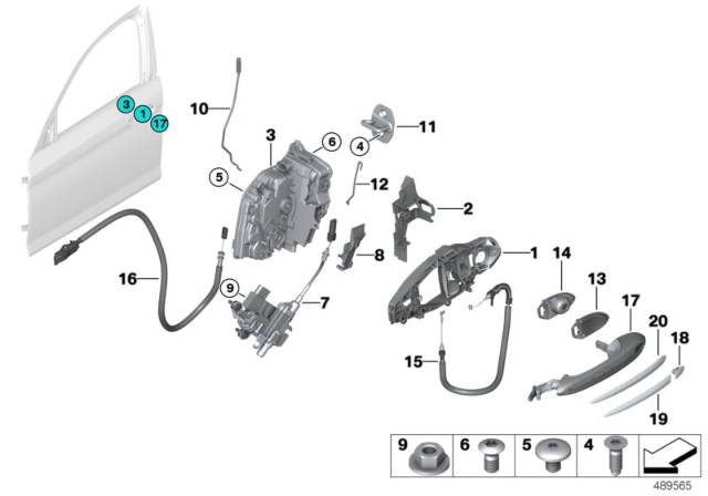 2020 BMW M5 Locking System, Door Diagram 1