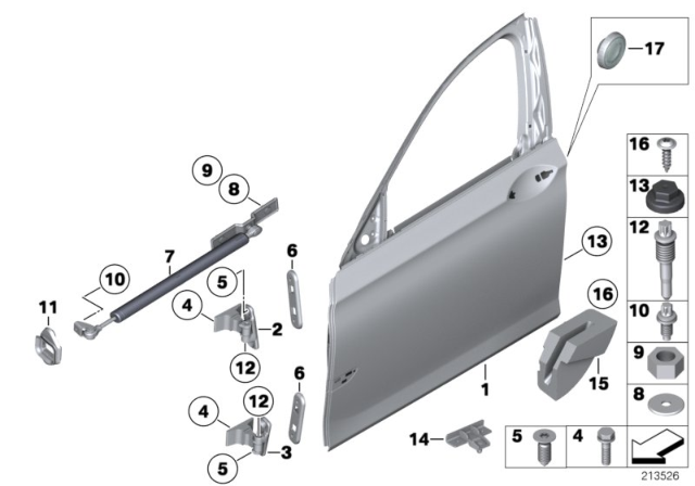 2014 BMW 740i Front Door - Hinge / Door Brake Diagram