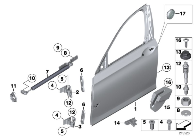 2011 BMW 740i Front Door - Hinge / Door Brake Diagram