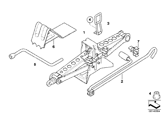 2007 BMW X3 Articulated Lifting Jack Crank Diagram for 71103403631