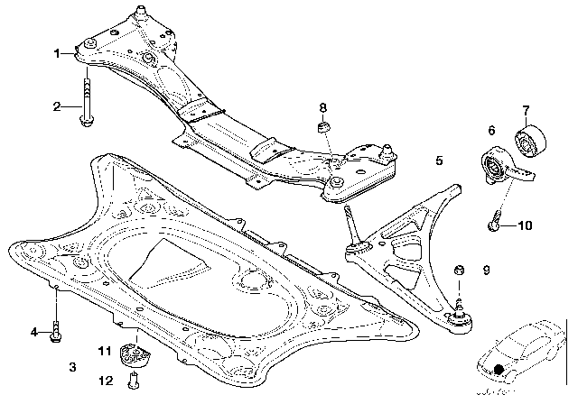 2003 BMW M3 Front Axle Support / Wishbone Diagram