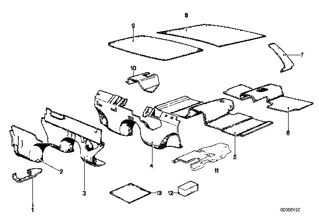 1977 BMW 320i Sound Insulation Floor Rear Diagram for 51481849727