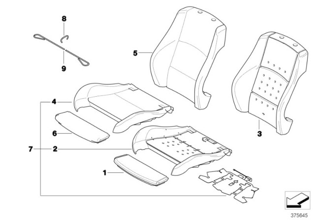 2013 BMW 135i Seat, Front, Cushion & Cover Diagram 1