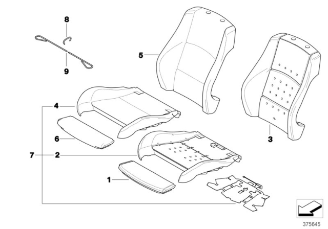 2012 BMW 128i Leather Cover Sport Backrest Left Diagram for 52107257463