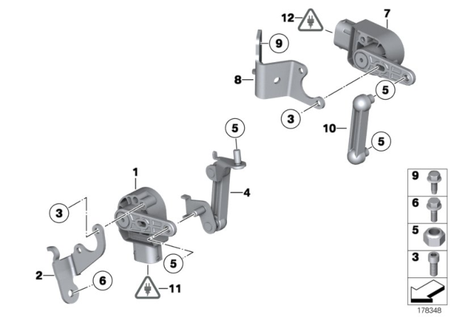 2015 BMW 750Li Headlight Vertical Aim Control Sensor Diagram