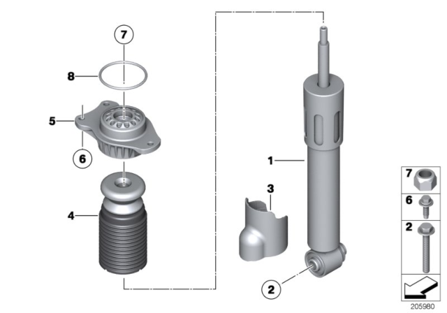 2010 BMW 550i GT xDrive Rear Spring Strut Mounting Parts Diagram