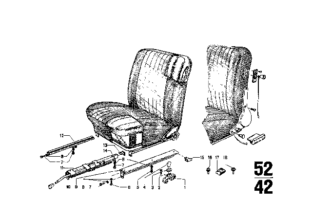 1969 BMW 2002 Seat Rail Diagram