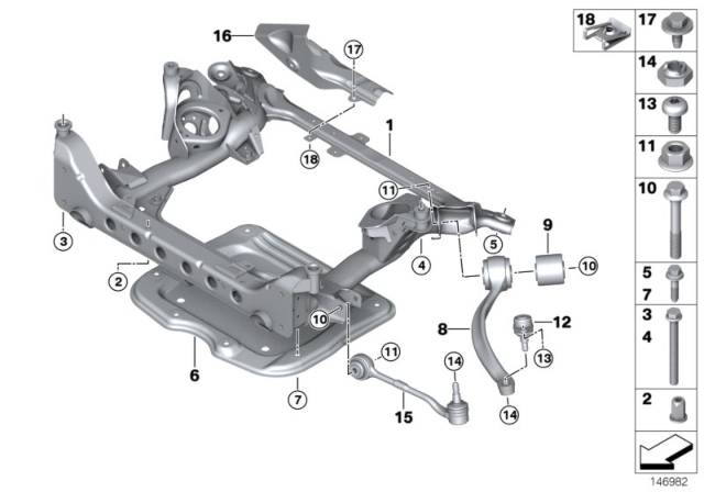2011 BMW 328i xDrive Front Axle Support Diagram