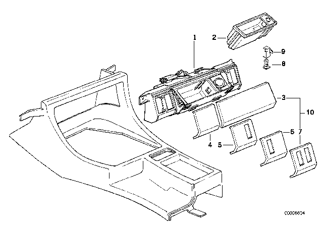 1992 BMW 750iL Covering Center Diagram for 51168139020