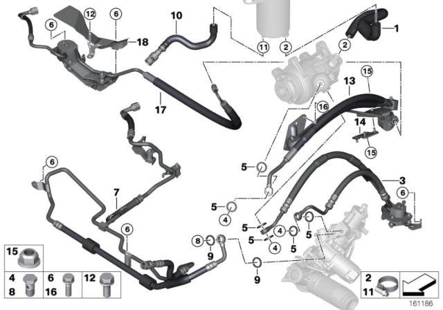 2010 BMW X5 Power Steering, Fluid Lines / Adaptive Drive Diagram 1