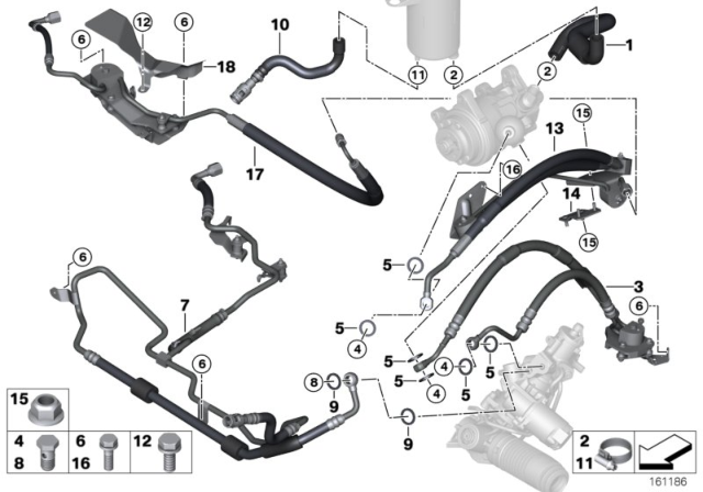 2009 BMW X5 Power Steering, Fluid Lines / Adaptive Drive Diagram 1