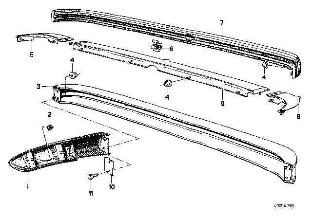 1981 BMW 528i Rubber Strip Rear Diagram for 51121837557